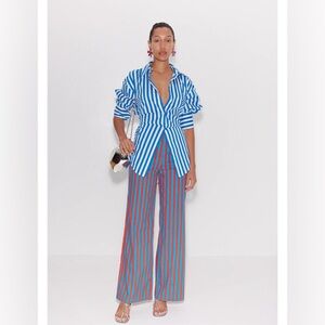 Simon Miller Pia Striped Poplin Pant in Blue/Paprika - Size 2 - NWT